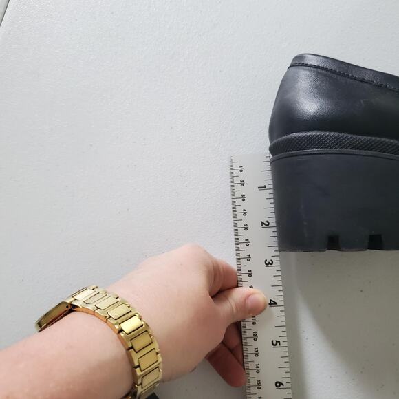 Y2K Mudd Loafers Womens Size 9 Black Chunky Lug Sole Penny Strap Heel Platform - Picture 9 of 10